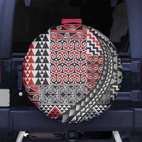 Aotearoa Maori Tribal Tattoo Spare Tire Cover Kowhaiwhai Taniko Patchwork Motifs LT9 No hole Red - Polynesian Pride