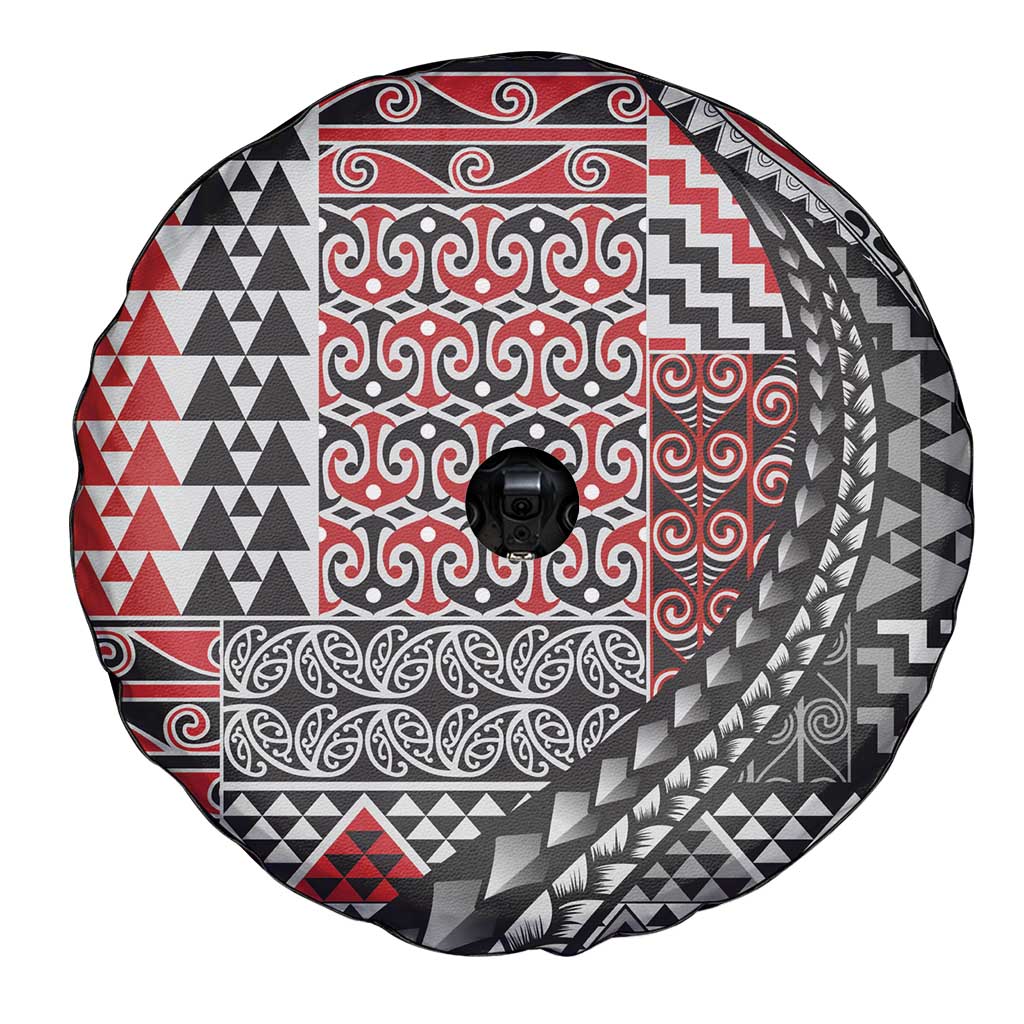 Aotearoa Maori Tribal Tattoo Spare Tire Cover Kowhaiwhai Taniko Patchwork Motifs LT9 - Polynesian Pride