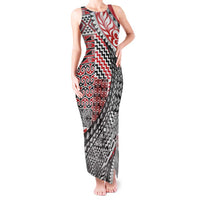 Aotearoa Maori Tribal Tattoo Tank Maxi Dress Kowhaiwhai Taniko Patchwork Motifs LT9 Women Red - Polynesian Pride