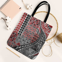 Aotearoa Maori Tribal Tattoo Tote Bag Kowhaiwhai Taniko Patchwork Motifs LT9 Black Strap One Size Red - Polynesian Pride