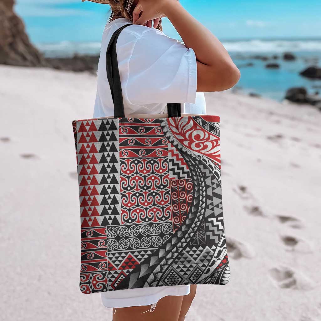 Aotearoa Maori Tribal Tattoo Tote Bag Kowhaiwhai Taniko Patchwork Motifs LT9 - Polynesian Pride