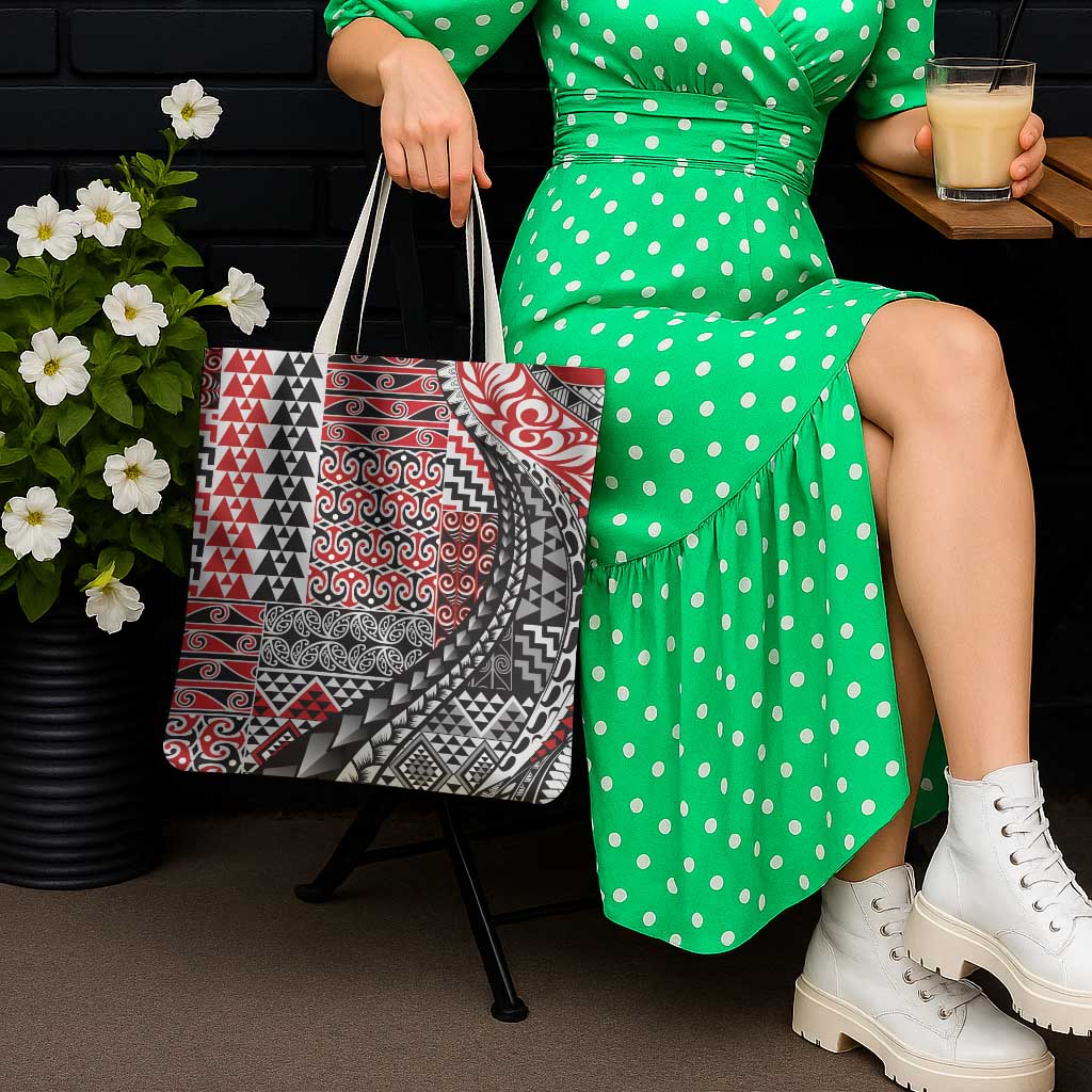Aotearoa Maori Tribal Tattoo Tote Bag Kowhaiwhai Taniko Patchwork Motifs LT9 - Polynesian Pride
