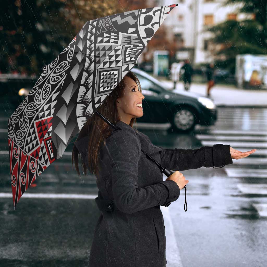 Aotearoa Maori Tribal Tattoo Umbrella Kowhaiwhai Taniko Patchwork Motifs LT9 - Polynesian Pride