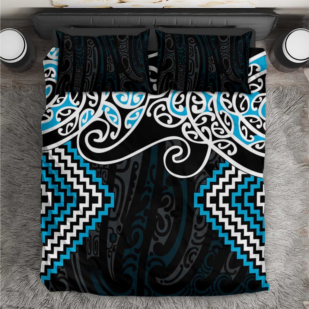 Blue Aotearoa Tukutuku Manawa Tapu Bedding Set Ta Moko Toi Maori LT9 Blue - Polynesian Pride