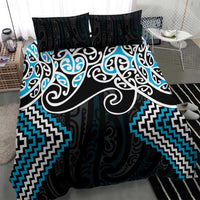 Blue Aotearoa Tukutuku Manawa Tapu Bedding Set Ta Moko Toi Maori LT9 - Polynesian Pride