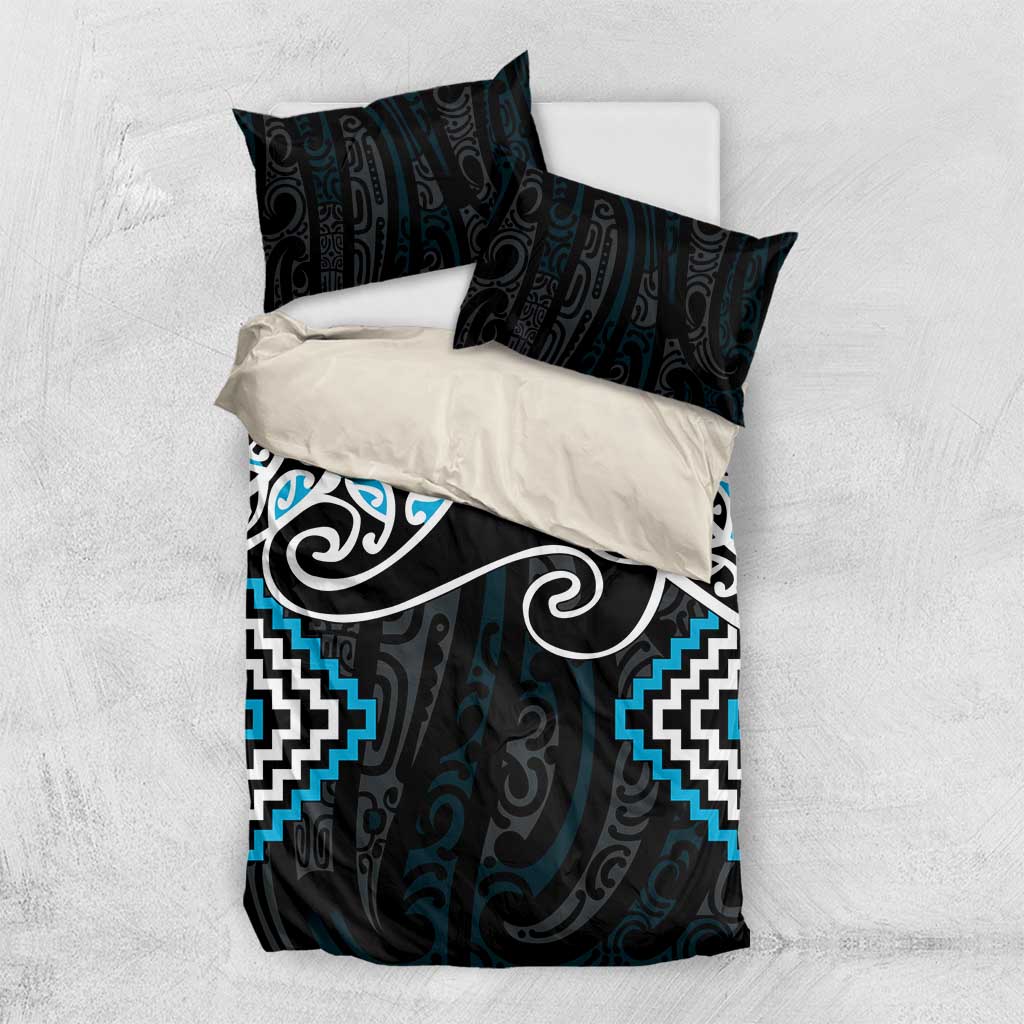 Blue Aotearoa Tukutuku Manawa Tapu Bedding Set Ta Moko Toi Maori LT9 US Twin 172cm x 218cm Blue - Polynesian Pride