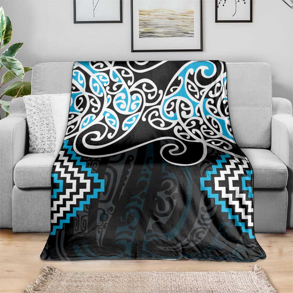 Blue Aotearoa Tukutuku Manawa Tapu Blanket Ta Moko Toi Maori LT9 - Polynesian Pride