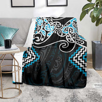 Blue Aotearoa Tukutuku Manawa Tapu Blanket Ta Moko Toi Maori LT9 - Polynesian Pride