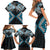 Blue Aotearoa Tukutuku Manawa Tapu Family Matching Short Sleeve Bodycon Dress and Hawaiian Shirt Ta Moko Toi Maori