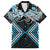 Blue Aotearoa Tukutuku Manawa Tapu Family Matching Short Sleeve Bodycon Dress and Hawaiian Shirt Ta Moko Toi Maori