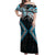 Blue Aotearoa Tukutuku Manawa Tapu Off Shoulder Maxi Dress Ta Moko Toi Maori