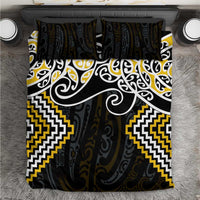 Gold Aotearoa Tukutuku Manawa Tapu Bedding Set Ta Moko Toi Maori LT9 Gold - Polynesian Pride