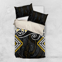 Gold Aotearoa Tukutuku Manawa Tapu Bedding Set Ta Moko Toi Maori LT9 US Twin 172cm x 218cm Gold - Polynesian Pride