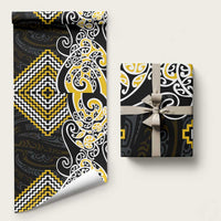 Gold Aotearoa Tukutuku Manawa Tapu Wrapping Paper Ta Moko Toi Maori LT9 58" × 23" Gold - Polynesian Pride