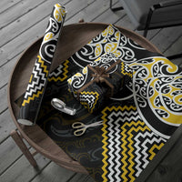 Gold Aotearoa Tukutuku Manawa Tapu Wrapping Paper Ta Moko Toi Maori LT9 - Polynesian Pride