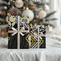 Gold Aotearoa Tukutuku Manawa Tapu Wrapping Paper Ta Moko Toi Maori LT9 - Polynesian Pride