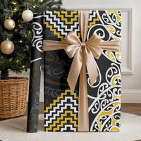 Gold Aotearoa Tukutuku Manawa Tapu Wrapping Paper Ta Moko Toi Maori LT9 - Polynesian Pride