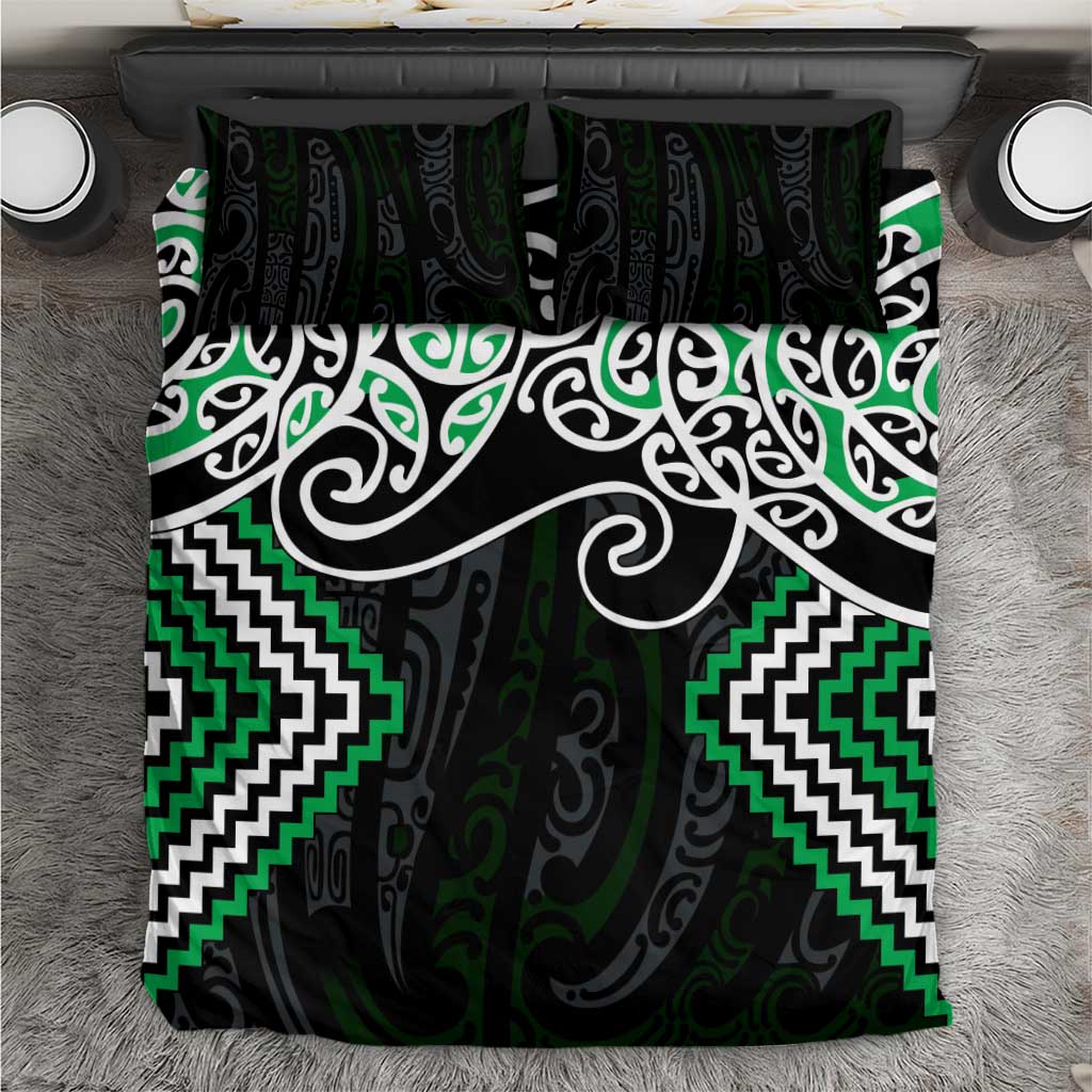 Green Aotearoa Tukutuku Manawa Tapu Bedding Set Ta Moko Toi Maori LT9 Green - Polynesian Pride
