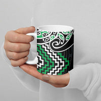 Green Aotearoa Tukutuku Manawa Tapu Ceramic Mug Ta Moko Toi Maori LT9 - Polynesian Pride