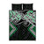 Green Aotearoa Tukutuku Manawa Tapu Quilt Bed Set Ta Moko Toi Maori