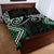 Green Aotearoa Tukutuku Manawa Tapu Quilt Bed Set Ta Moko Toi Maori