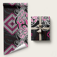 Pink Aotearoa Tukutuku Manawa Tapu Wrapping Paper Ta Moko Toi Maori LT9 58" × 23" Pink - Polynesian Pride