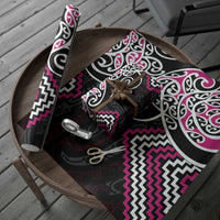 Pink Aotearoa Tukutuku Manawa Tapu Wrapping Paper Ta Moko Toi Maori LT9 - Polynesian Pride