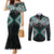 Turquoise Aotearoa Tukutuku Manawa Tapu Couples Matching Mermaid Dress and Long Sleeve Button Shirt Ta Moko Toi Maori