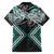 Turquoise Aotearoa Tukutuku Manawa Tapu Family Matching Long Sleeve Bodycon Dress and Hawaiian Shirt Ta Moko Toi Maori