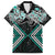 Turquoise Aotearoa Tukutuku Manawa Tapu Family Matching Off The Shoulder Long Sleeve Dress and Hawaiian Shirt Ta Moko Toi Maori