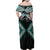 Turquoise Aotearoa Tukutuku Manawa Tapu Family Matching Off Shoulder Maxi Dress and Hawaiian Shirt Ta Moko Toi Maori