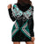 Turquoise Aotearoa Tukutuku Manawa Tapu Hoodie Dress Ta Moko Toi Maori