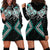 Turquoise Aotearoa Tukutuku Manawa Tapu Hoodie Dress Ta Moko Toi Maori