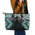 Turquoise Aotearoa Tukutuku Manawa Tapu Leather Tote Bag Ta Moko Toi Maori