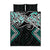 Turquoise Aotearoa Tukutuku Manawa Tapu Quilt Bed Set Ta Moko Toi Maori