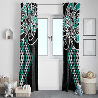 Turquoise Aotearoa Tukutuku Manawa Tapu Window Curtain Ta Moko Toi Maori LT9 - Polynesian Pride