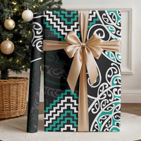Turquoise Aotearoa Tukutuku Manawa Tapu Wrapping Paper Ta Moko Toi Maori LT9 - Polynesian Pride