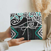 Turquoise Aotearoa Tukutuku Manawa Tapu Wrapping Paper Ta Moko Toi Maori LT9 - Polynesian Pride