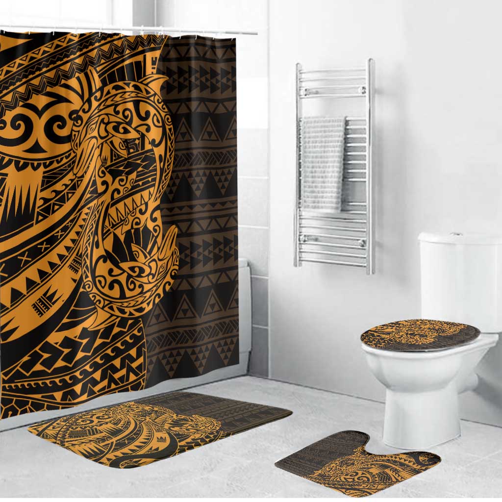 Gold Couple Dolphins Maori Polynesian Style Bathroom Set LT9 Bathroom Set (4 pcs) Gold - Polynesian Pride