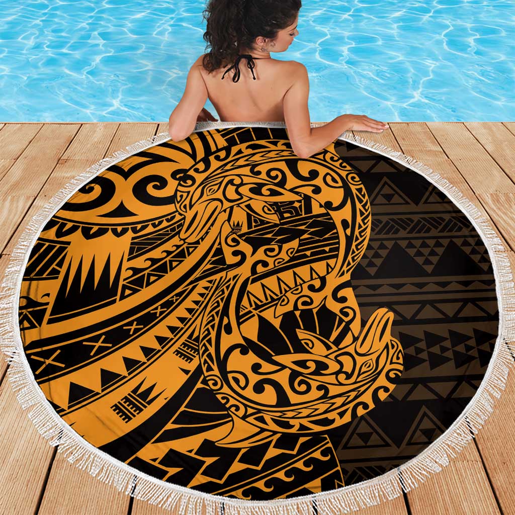 Gold Couple Dolphins Maori Polynesian Style Beach Blanket LT9 - Polynesian Pride