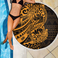 Gold Couple Dolphins Maori Polynesian Style Beach Blanket LT9 - Polynesian Pride