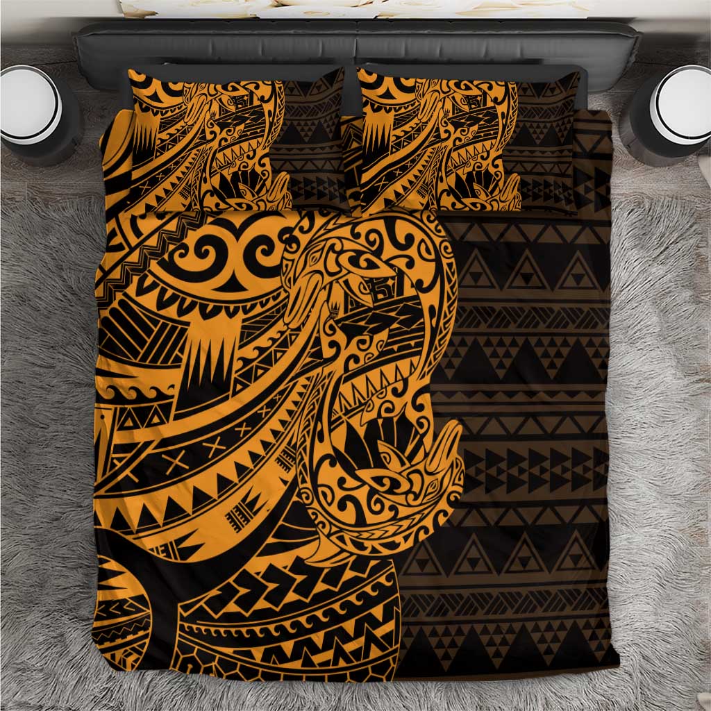 Gold Couple Dolphins Maori Polynesian Style Bedding Set LT9 Gold - Polynesian Pride