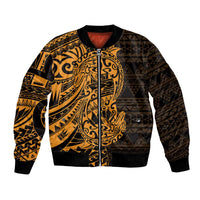 Gold Couple Dolphins Maori Polynesian Style Bomber Jacket LT9 Unisex Gold - Polynesian Pride