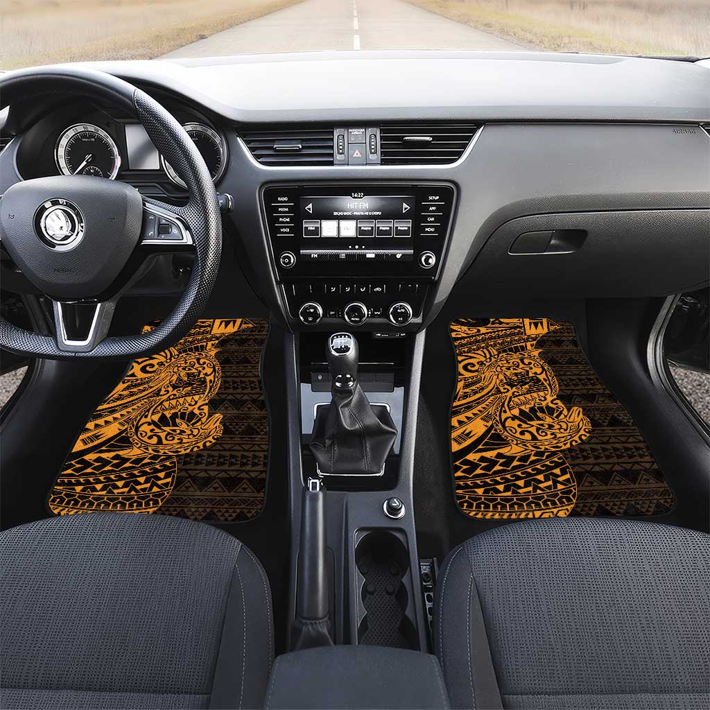 Gold Couple Dolphins Maori Polynesian Style Car Mats LT9 Set 2pcs - Front Gold - Polynesian Pride