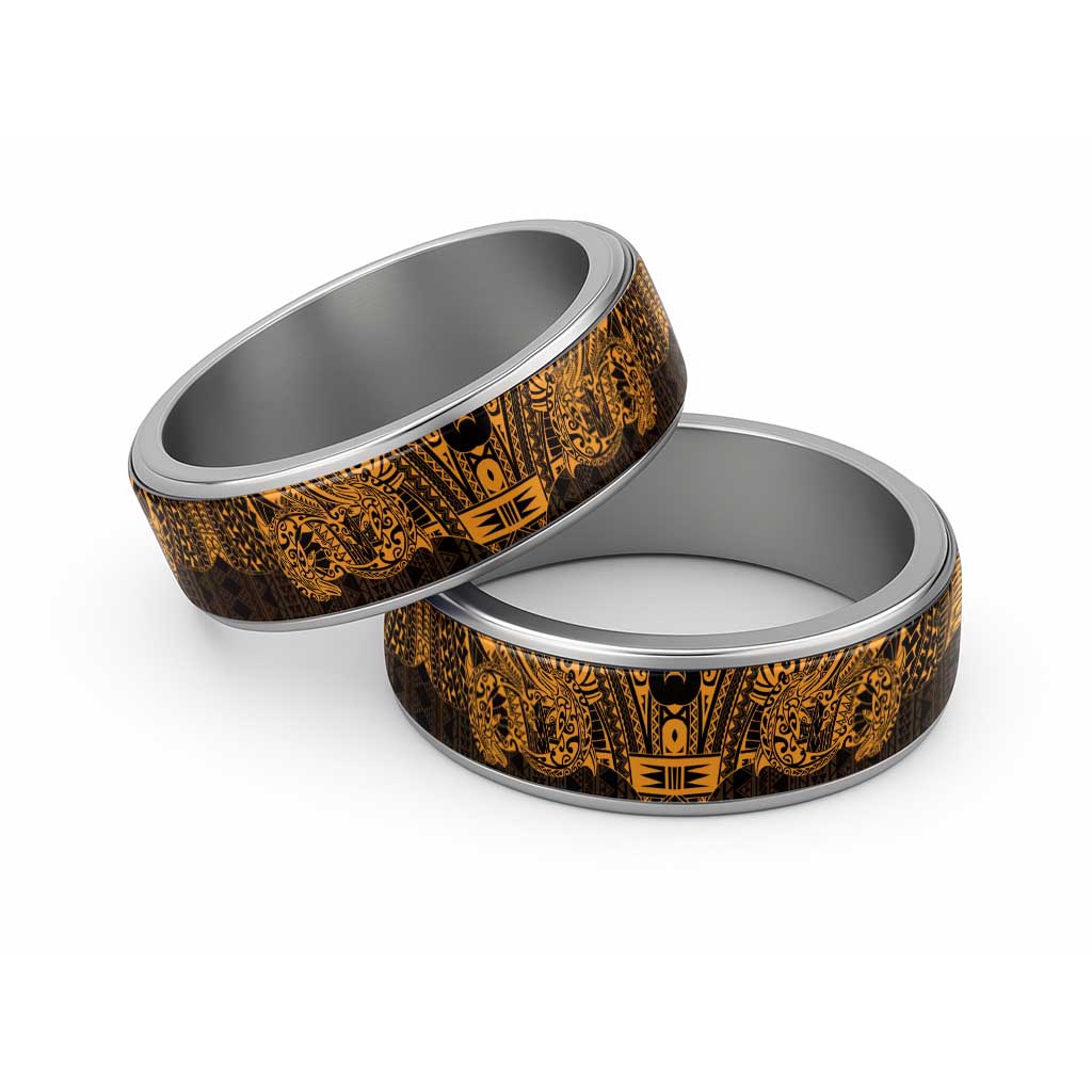 Gold Couple Dolphins Maori Polynesian Style Classic Ring LT9 Sliver Gold - Polynesian Pride