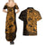 Gold Couple Dolphins Maori Polynesian Style Couples Matching Summer Maxi Dress and Hawaiian Shirt