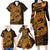 Gold Couple Dolphins Maori Polynesian Style Family Matching Long Sleeve Bodycon Dress and Hawaiian Shirt