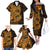 Gold Couple Dolphins Maori Polynesian Style Family Matching Off The Shoulder Long Sleeve Dress and Hawaiian Shirt