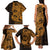 Gold Couple Dolphins Maori Polynesian Style Family Matching Tank Maxi Dress and Hawaiian Shirt