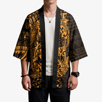 Gold Couple Dolphins Maori Polynesian Style Kimono LT9 - Polynesian Pride